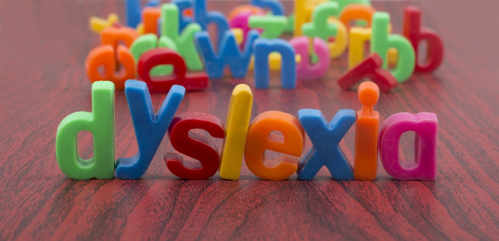 Dyslexia text with defocus of letters in background.